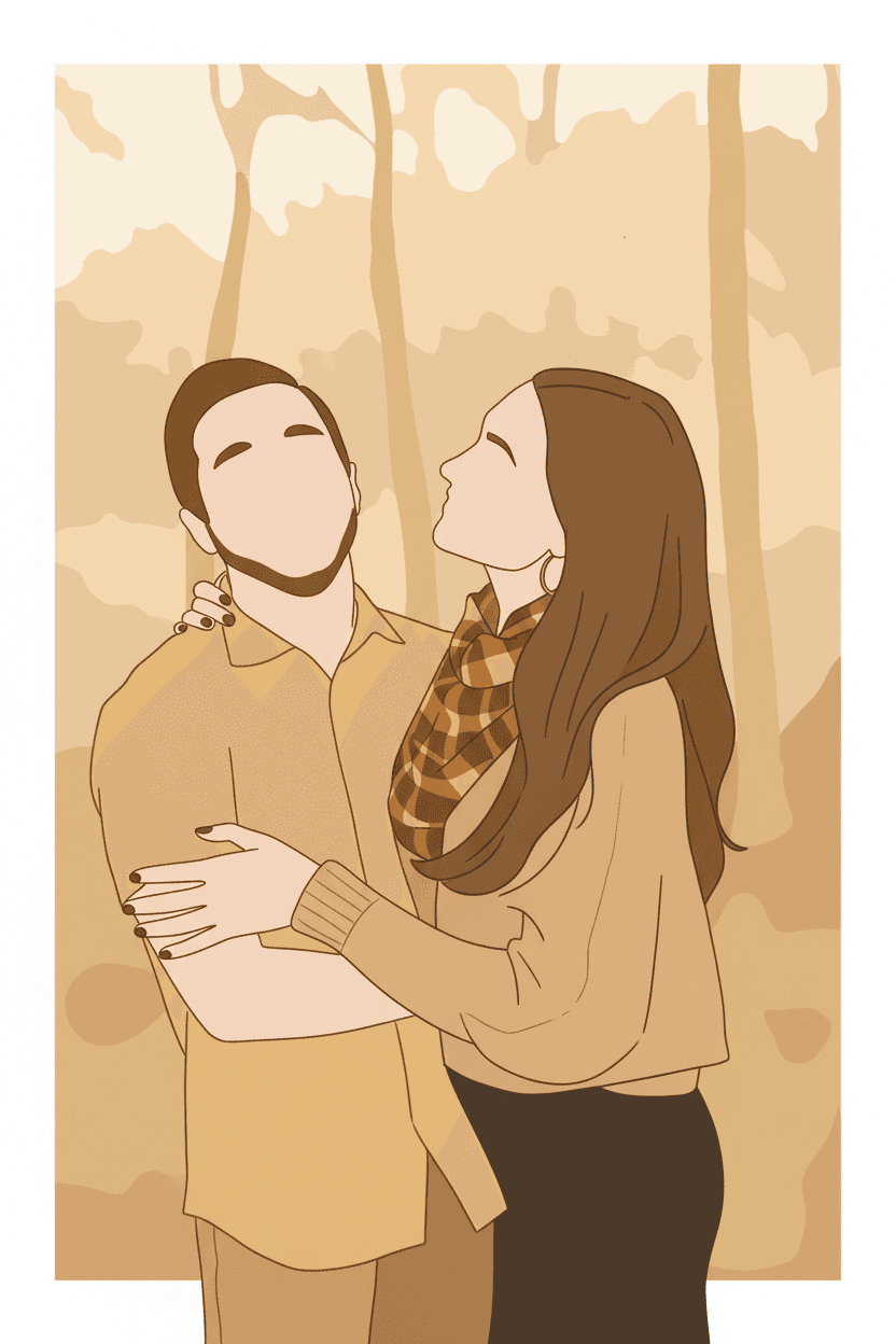 Minimalist faceless portrait in a warm butter palette