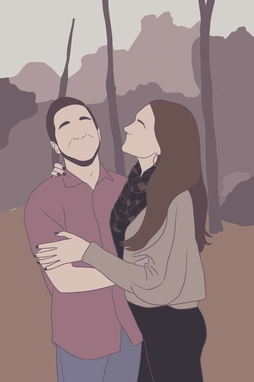 Faceless portrait phone wallpaper in a plum palette
