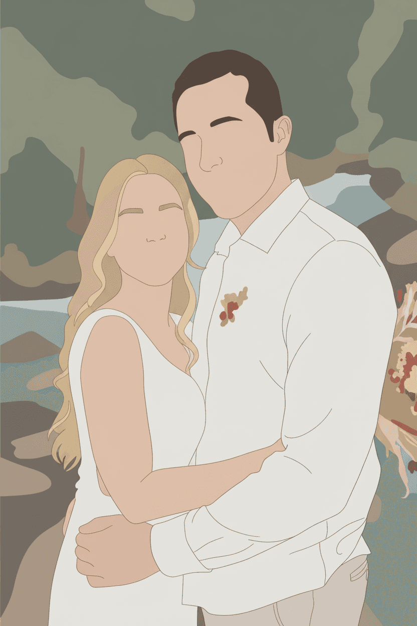 Minimalist wedding portrait as a personalised anniversary gift